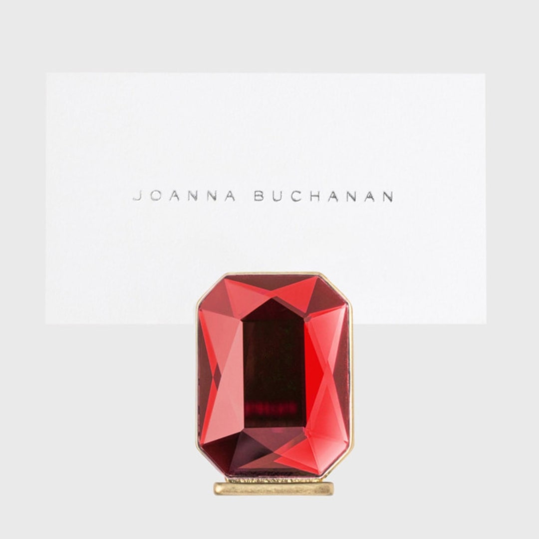 "Single gem placecard holder, bright red, set of two" - Place Card Holders in red by Joanna Buchanan