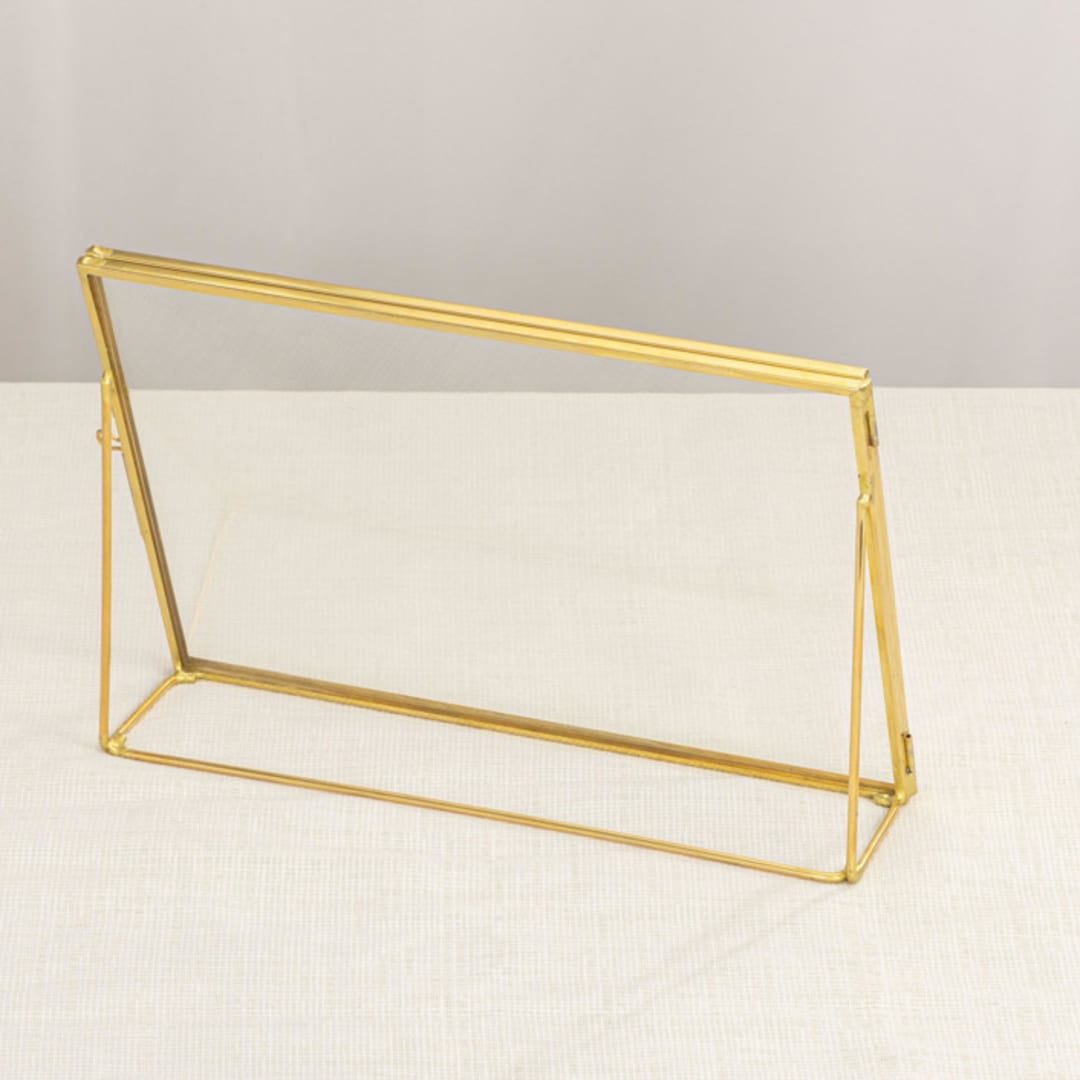 "Brass and Glass Gold Horizontal 6x8" Card Holder" - Place Card Holders in gold by Lea Li