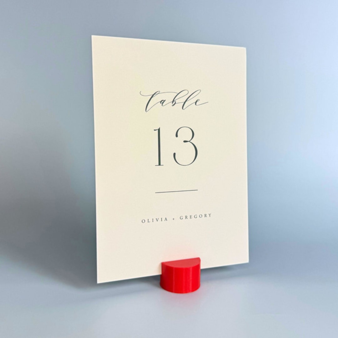 "Red Circle Table Number Holder, Set of 5" - Place Card Holders in red by Corduroy Effect