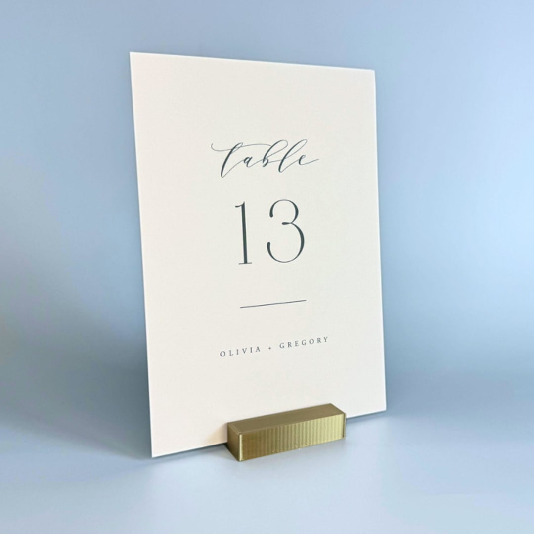 "Brass Color Rectangle Table Number Holder, Set of 5" - Place Card Holders in gold by Corduroy Effect