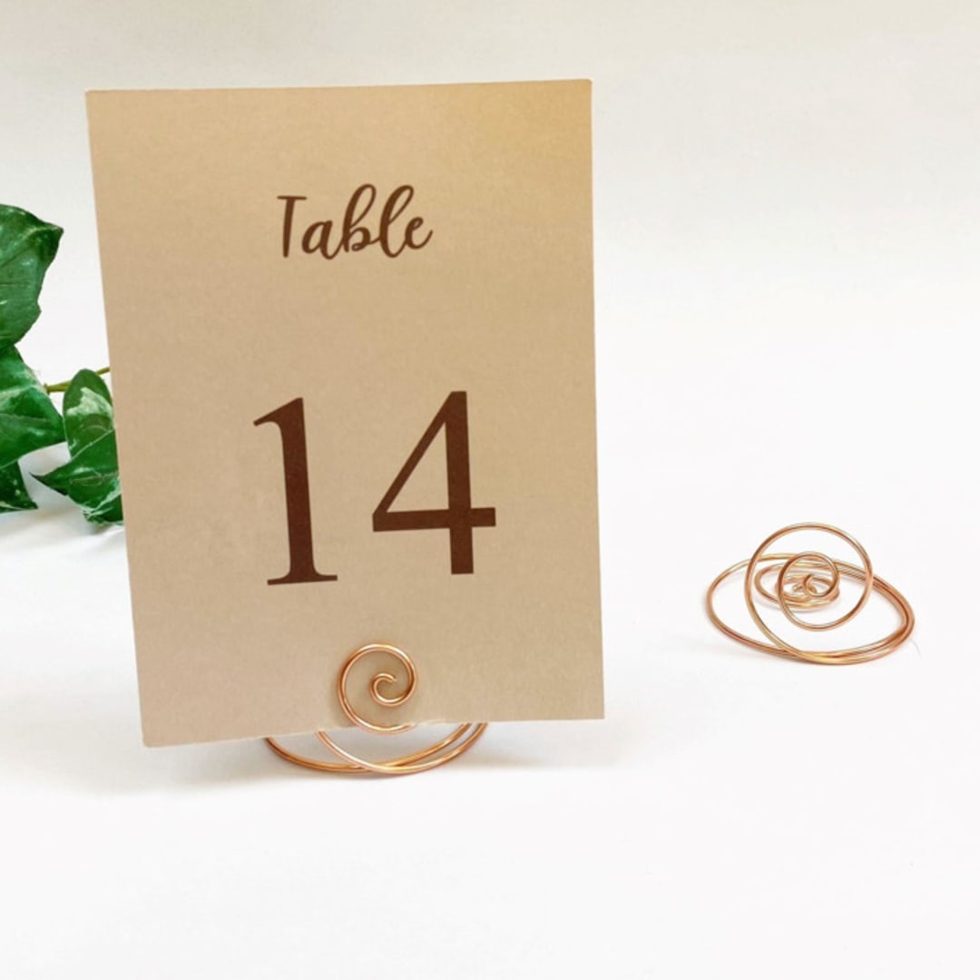 "Rose Gold Wire Spiral Table Number Card Holder, Set of 5" - Place Card Holders in black by JV Country Creations
