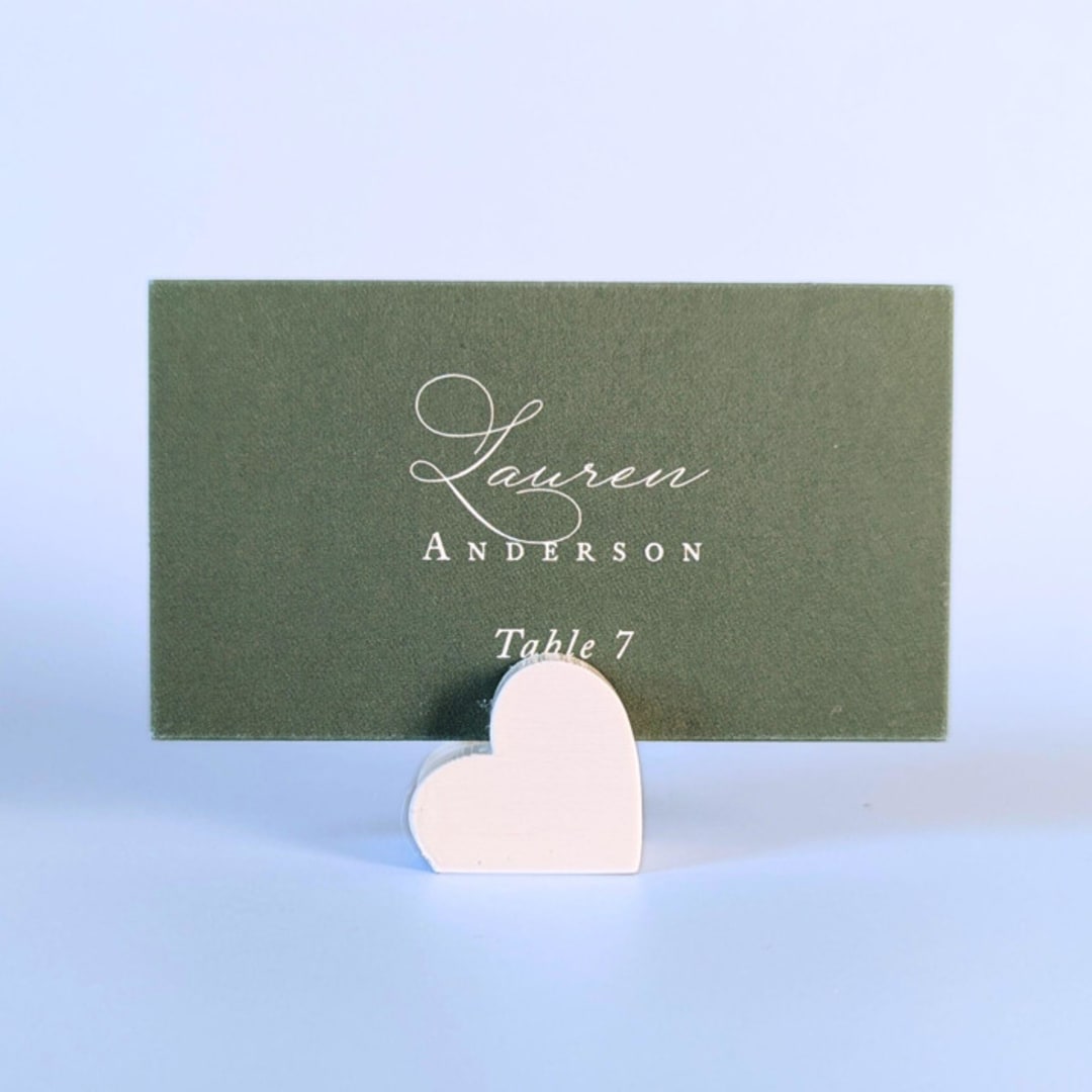 "White Heart Place Card Holders, Set of 10" - Place Card Holders in white by Corduroy Effect