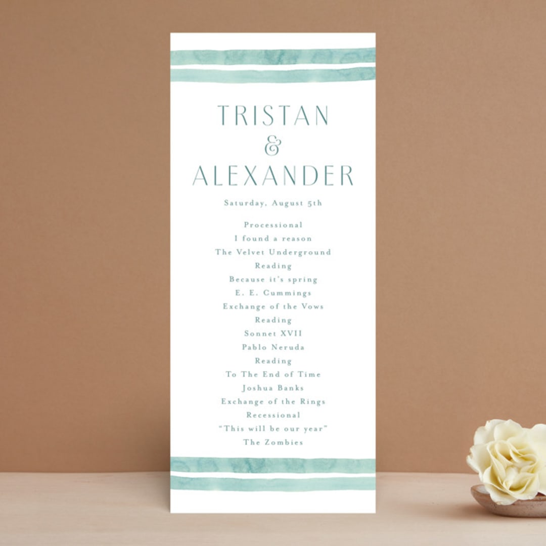 "Tidal Stripe" - Wedding Programs in Sky by Katharine Watson - Front
