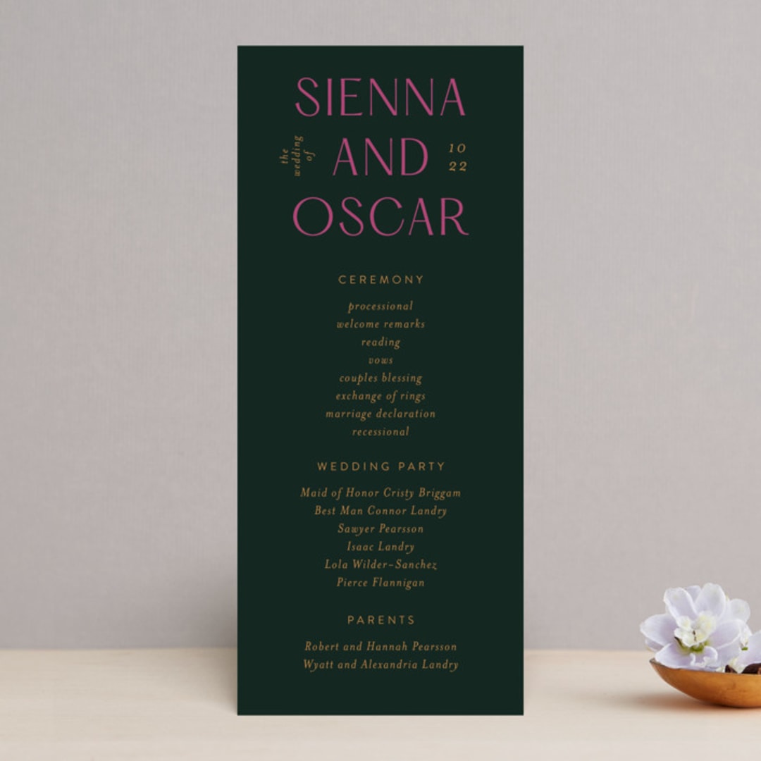 "Miami" - Wedding Programs in Bird of Paradise by Ashley DeMeyere - Front