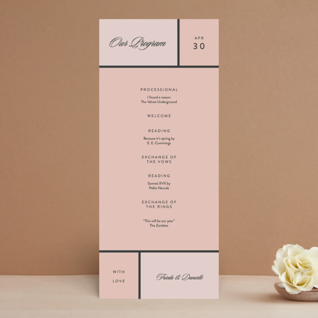 "Modern Squares" - Wedding Programs in Flamingo by FRANI - Front