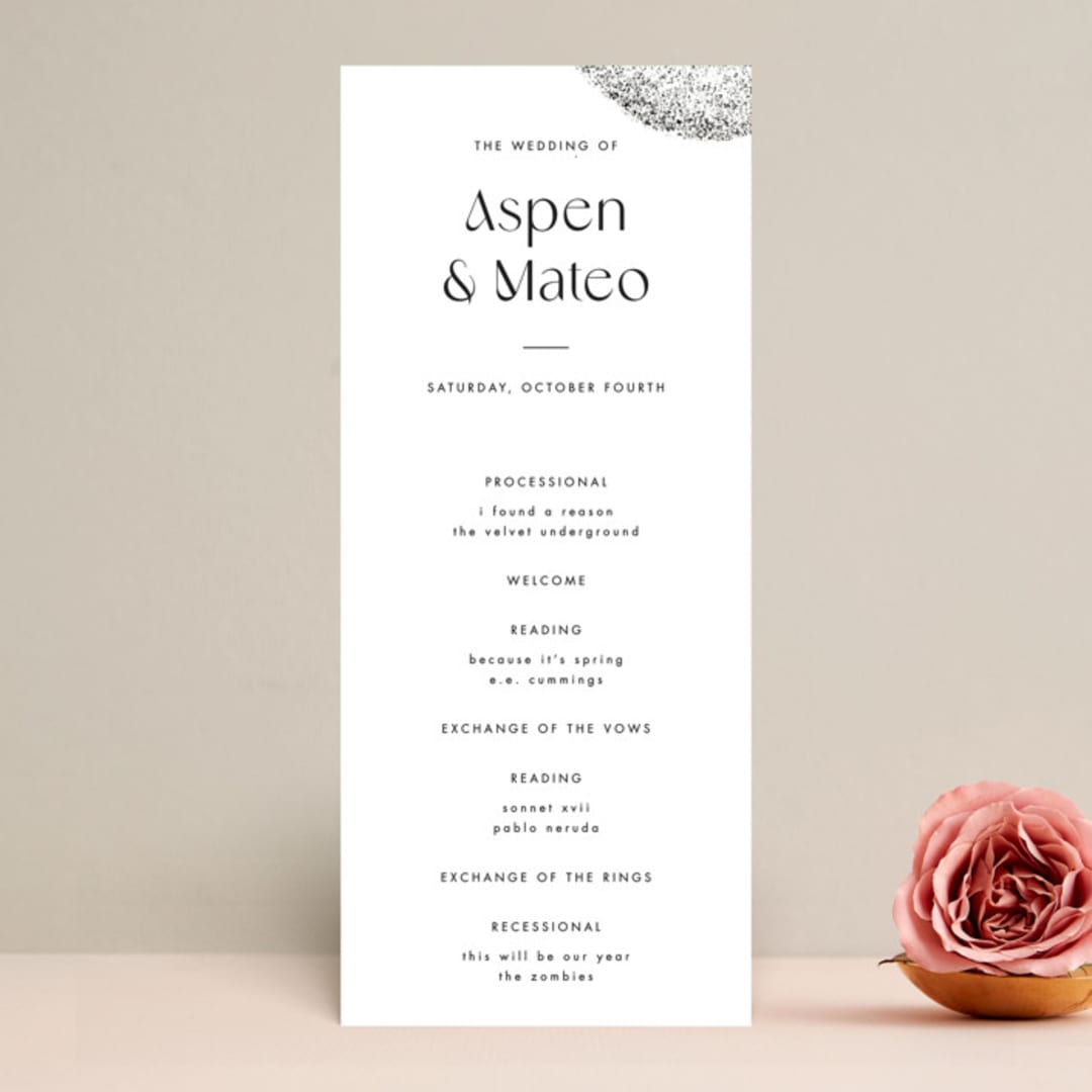 "Forever" - Wedding Programs in Ink by Blustery August - Front