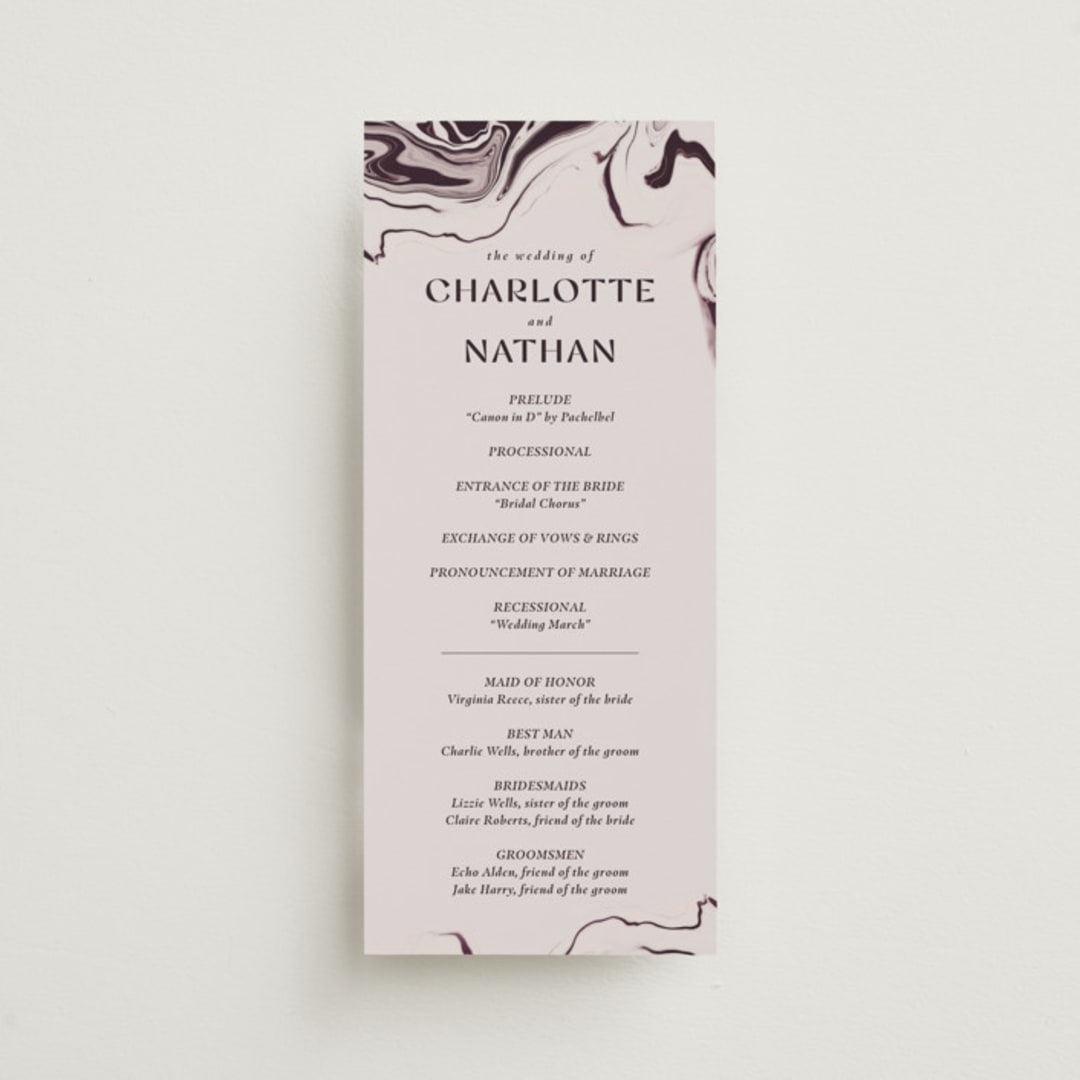"marbled agate" - Wedding Programs in Cabernet by Kimberley Henze - Front