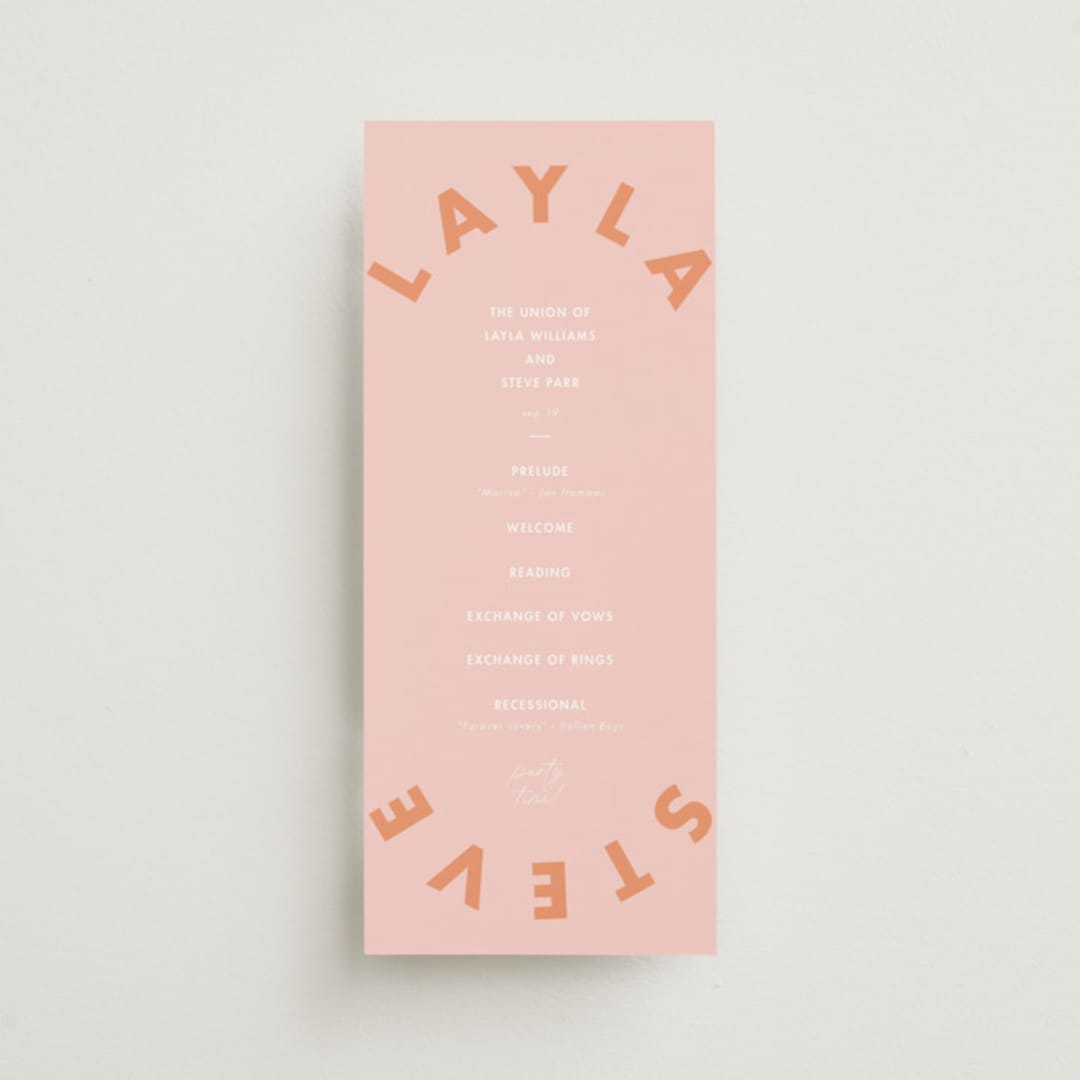 "Bubblegum" - Wedding Programs in Candy by Catherine Culvenor - Front