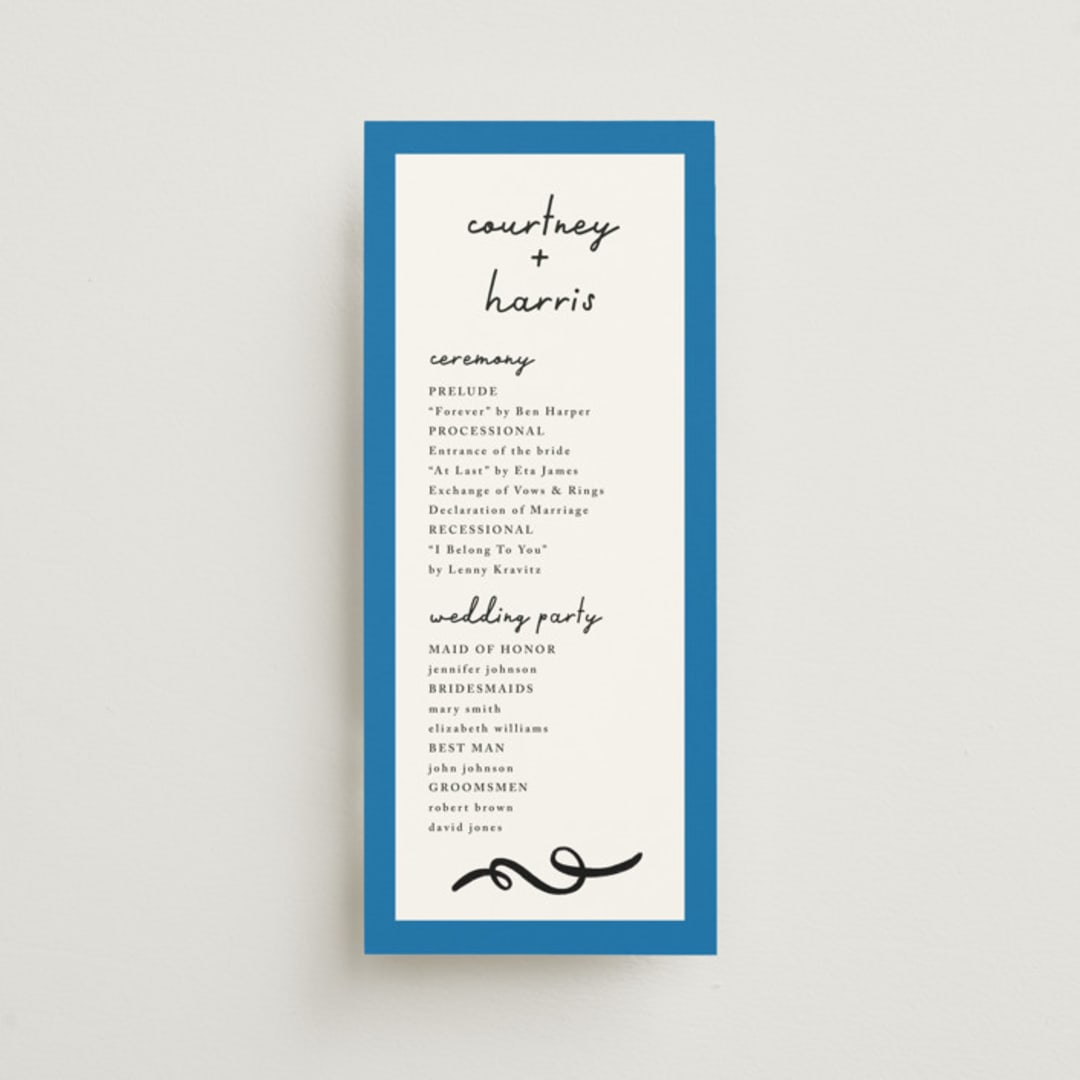 "Swirl Frame" - Wedding Programs in Cobalt by mo kelley - Front