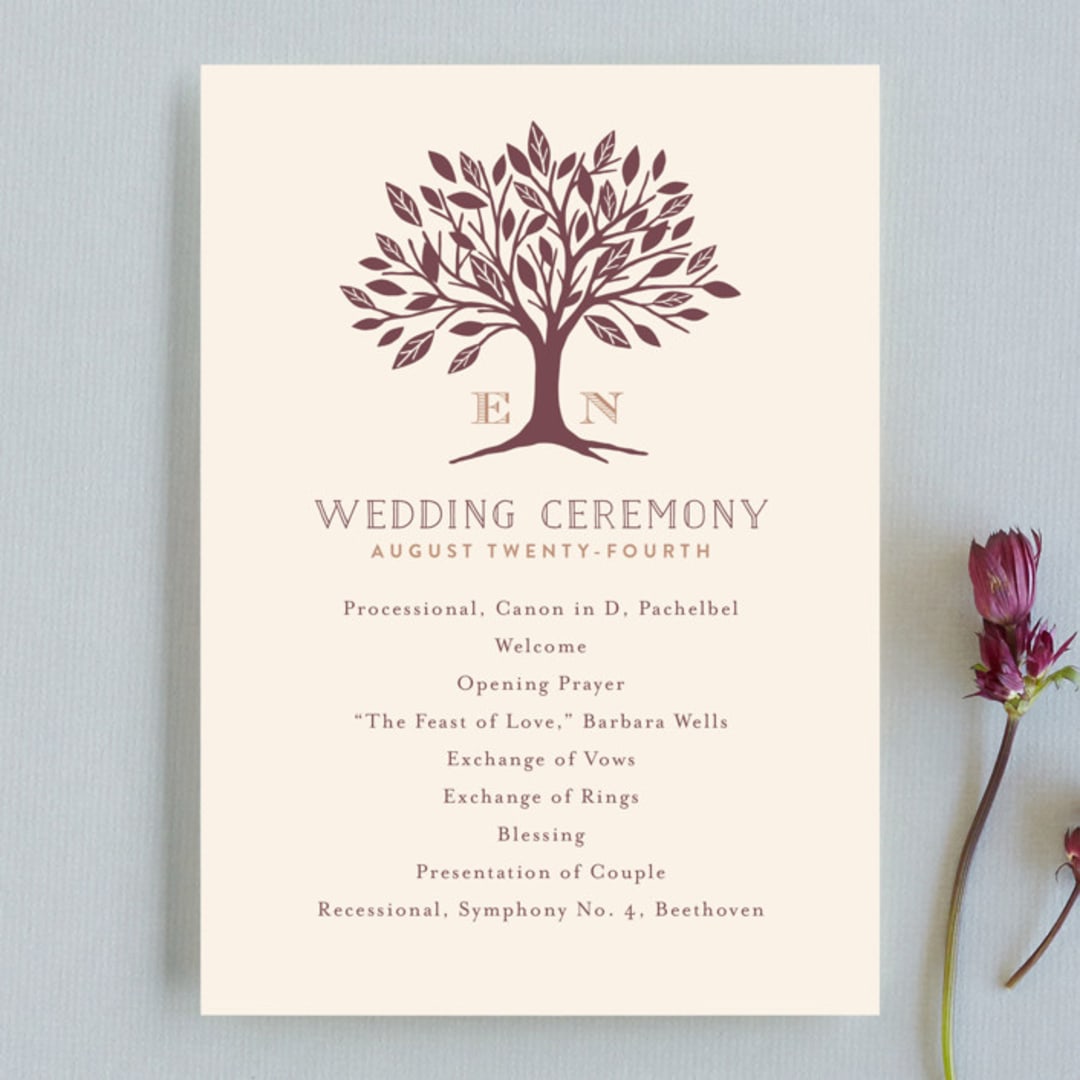 "Enchanted" - Wedding Programs in Bark by Griffinbell Paper Co. - Front