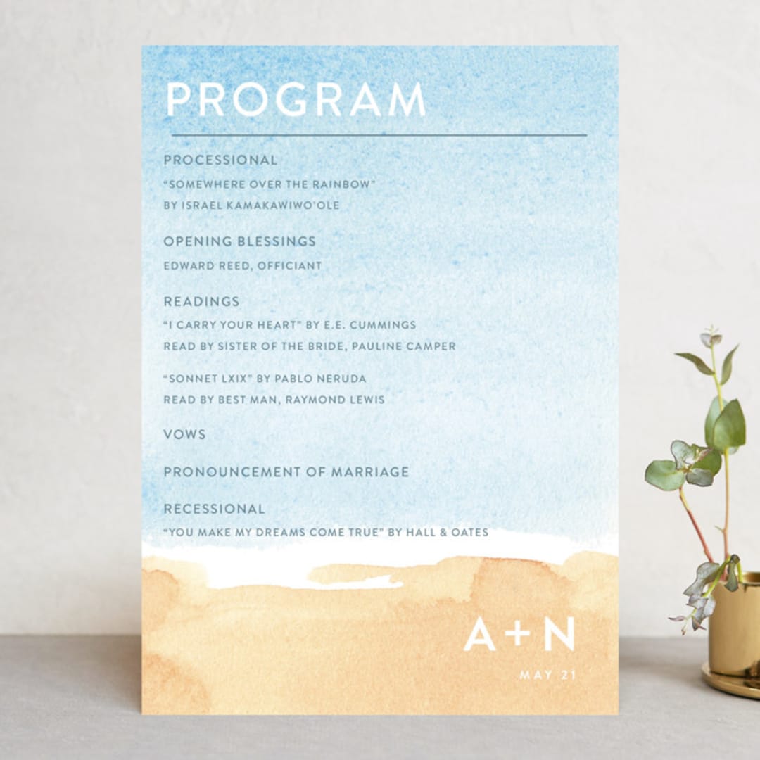 "Painted Sea" - Wedding Programs in Sea by Laura Condouris - Front