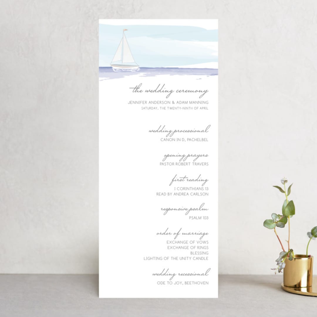 "Set Sail" - Wedding Programs in Mediterranean by Sarah Brown - Front
