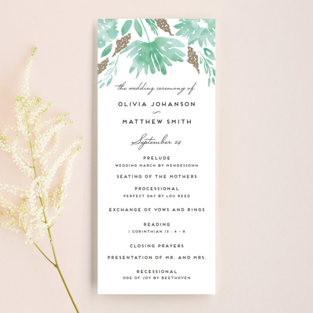 "Watercolor Delight" - Wedding Programs in Aqua by Petra Kern - Front
