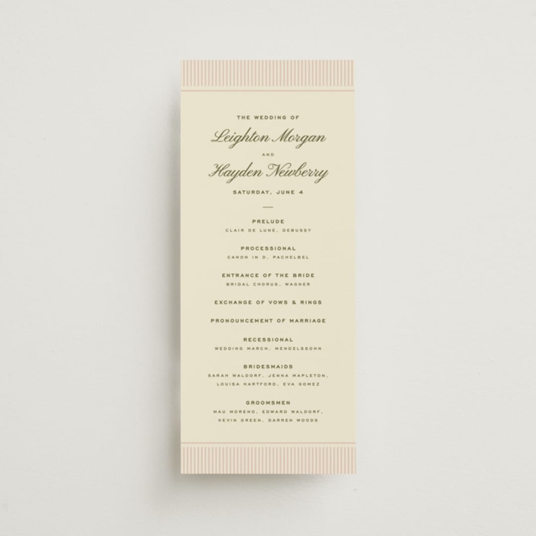 "hayden" - Wedding Programs in Blush by Ellen Schlegelmilch - Front