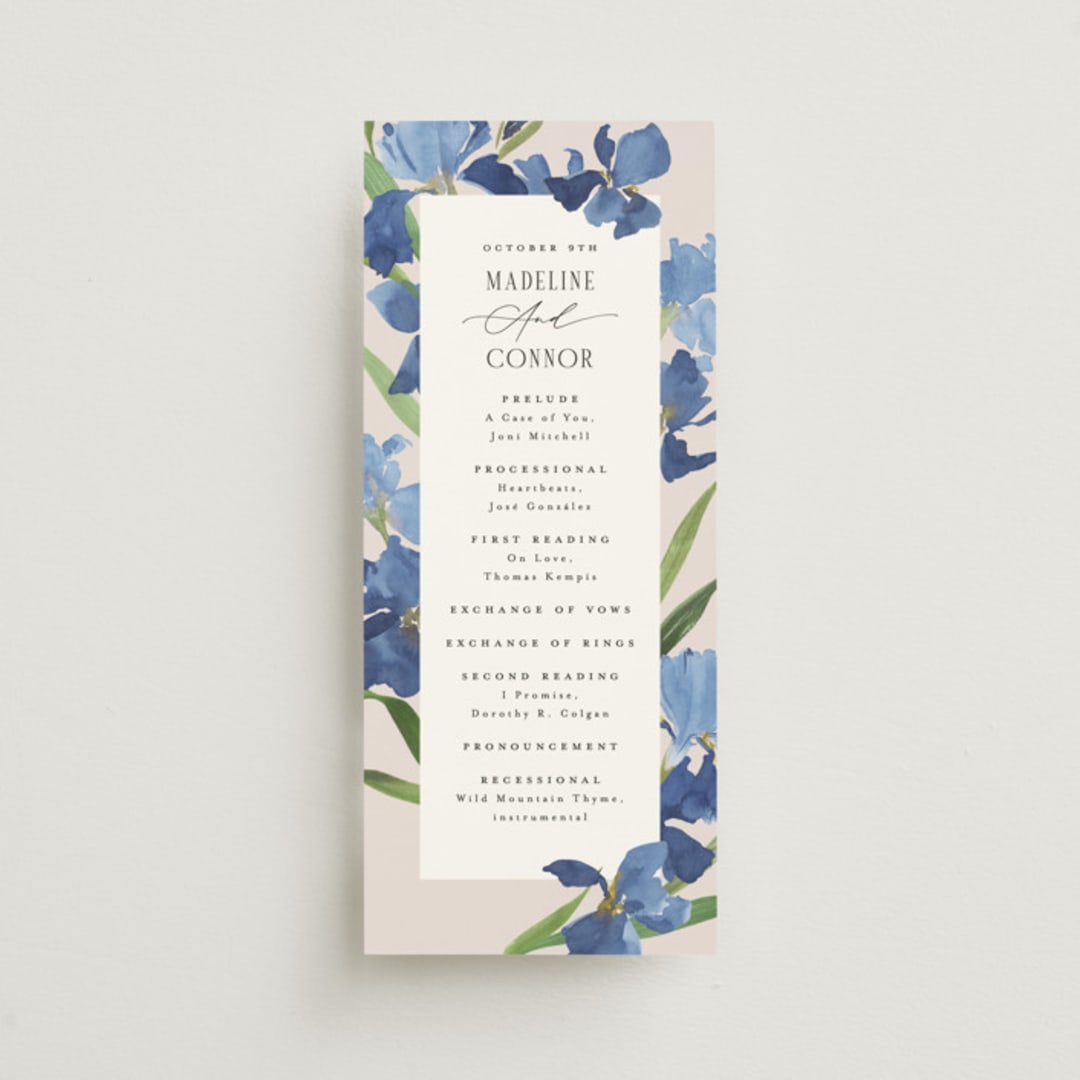 "Irises" - Wedding Programs in Natural by Everett Paper Goods - Front