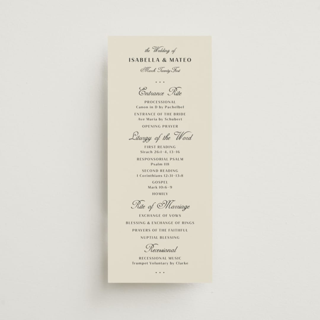 "Milagro" - Wedding Programs in Ivory by Ani Somi - Front