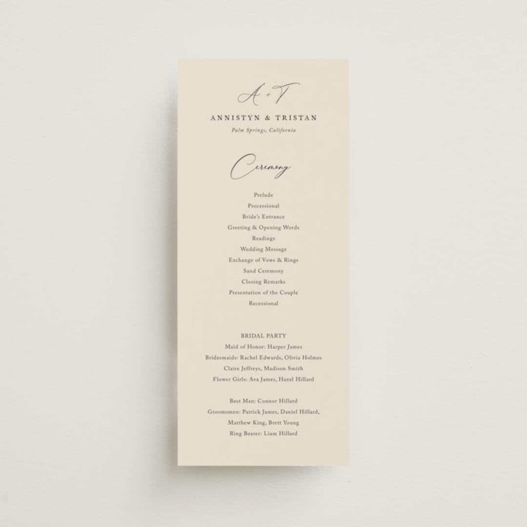 "Love Story" - Wedding Programs in Mocha by Jennifer Postorino - Front