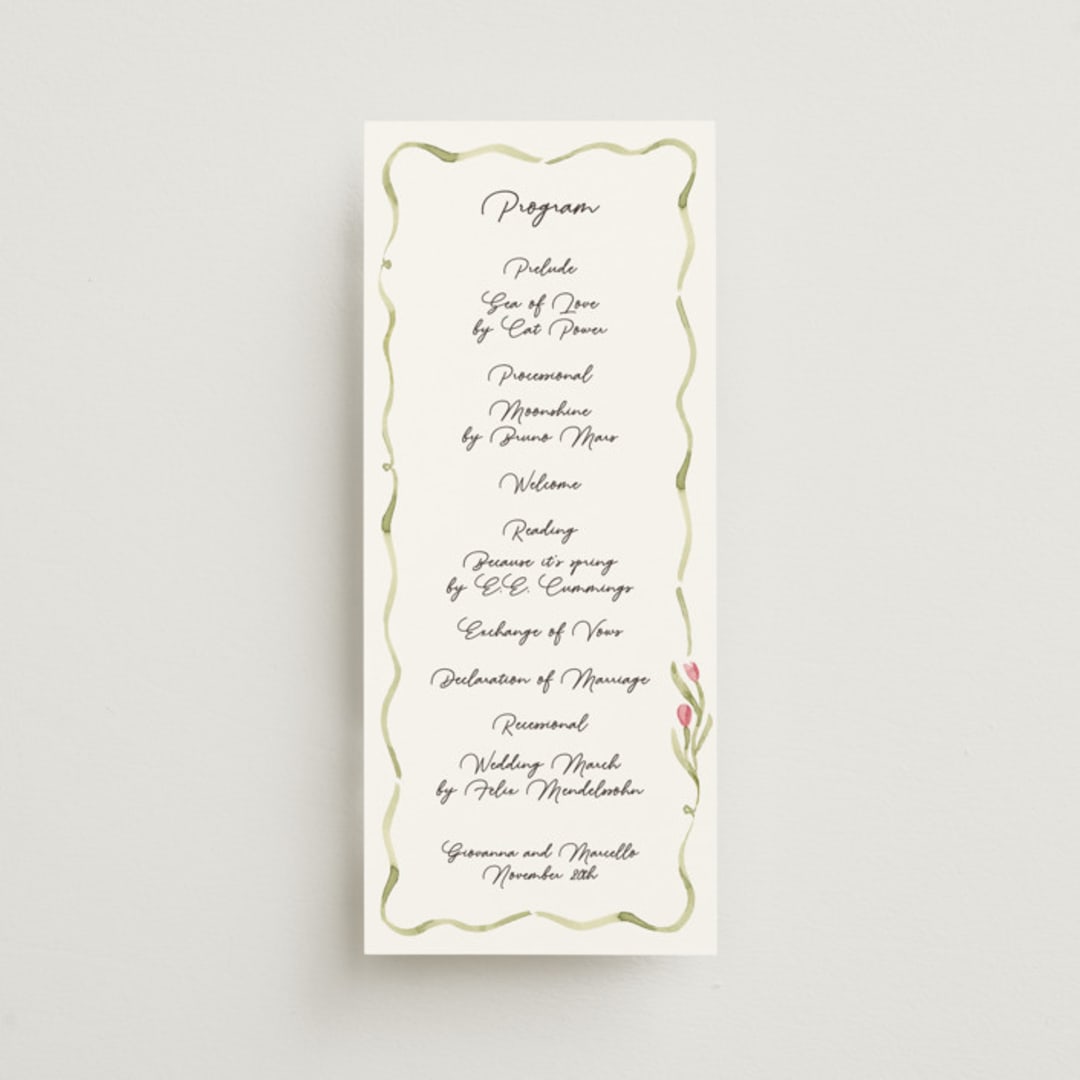"Barolo" - Wedding Programs in Deep Blush by Pati Cascino - Front