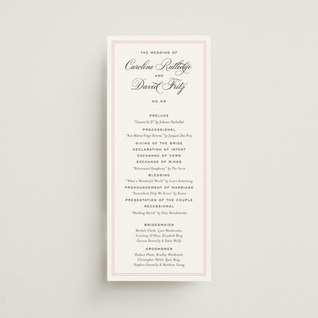 "Nola" - Wedding Programs in Peony by Megan Davis - Front