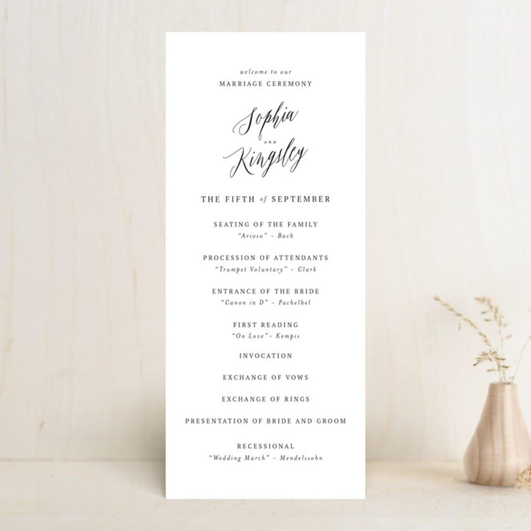 "Nothing Compares To You" - Wedding Programs in Cream by Design Lotus - Front
