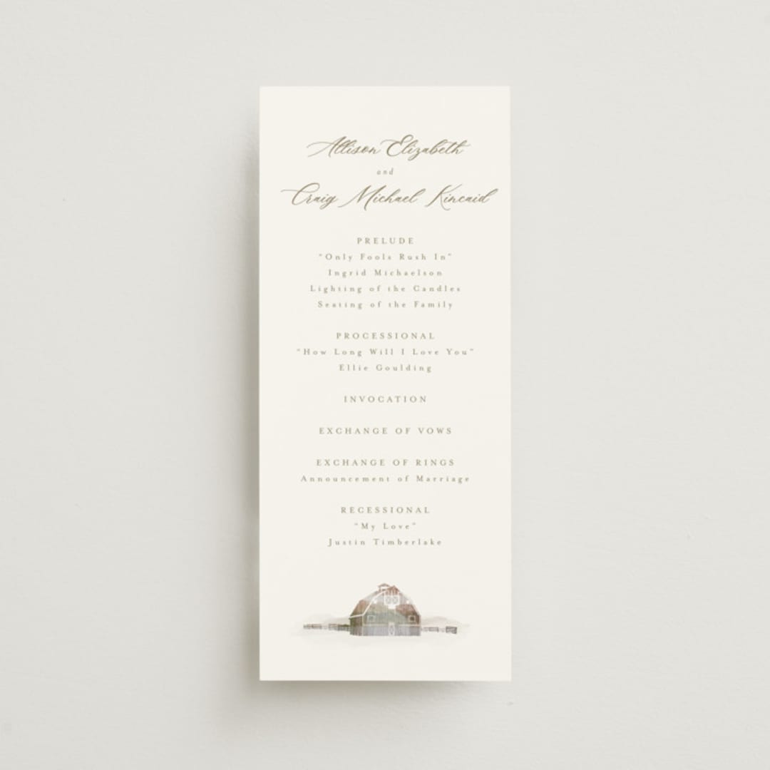 "Rustic Barn" - Wedding Programs in Fawn by AK Graphics - Front