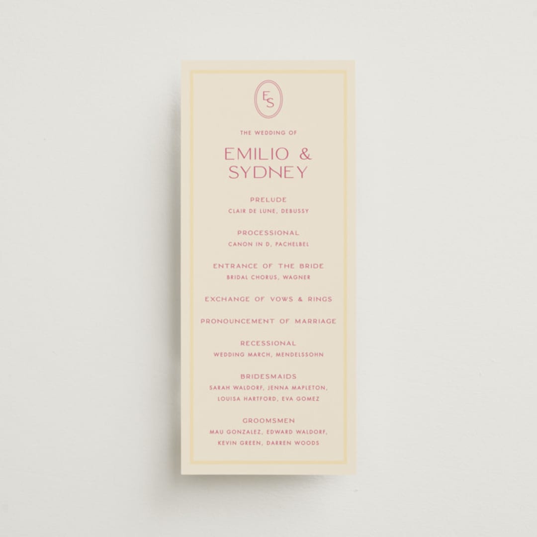 "palmetto" - Wedding Programs in Lemon by Ellen Schlegelmilch - Front