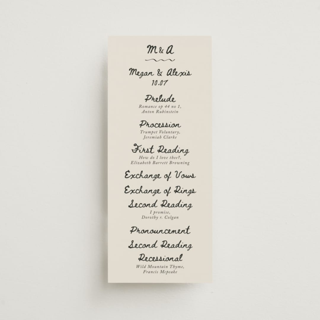"simple monogram" - Wedding Programs in Lace by Cass Loh - Front