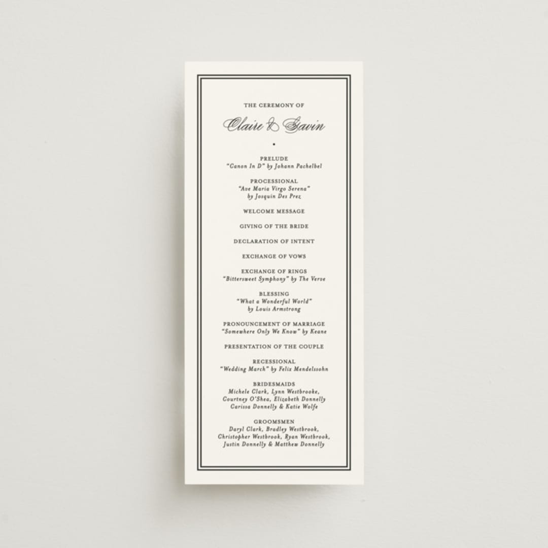 "Timeless Together" - Wedding Programs in Tuxedo by Carolyn MacLaren - Front
