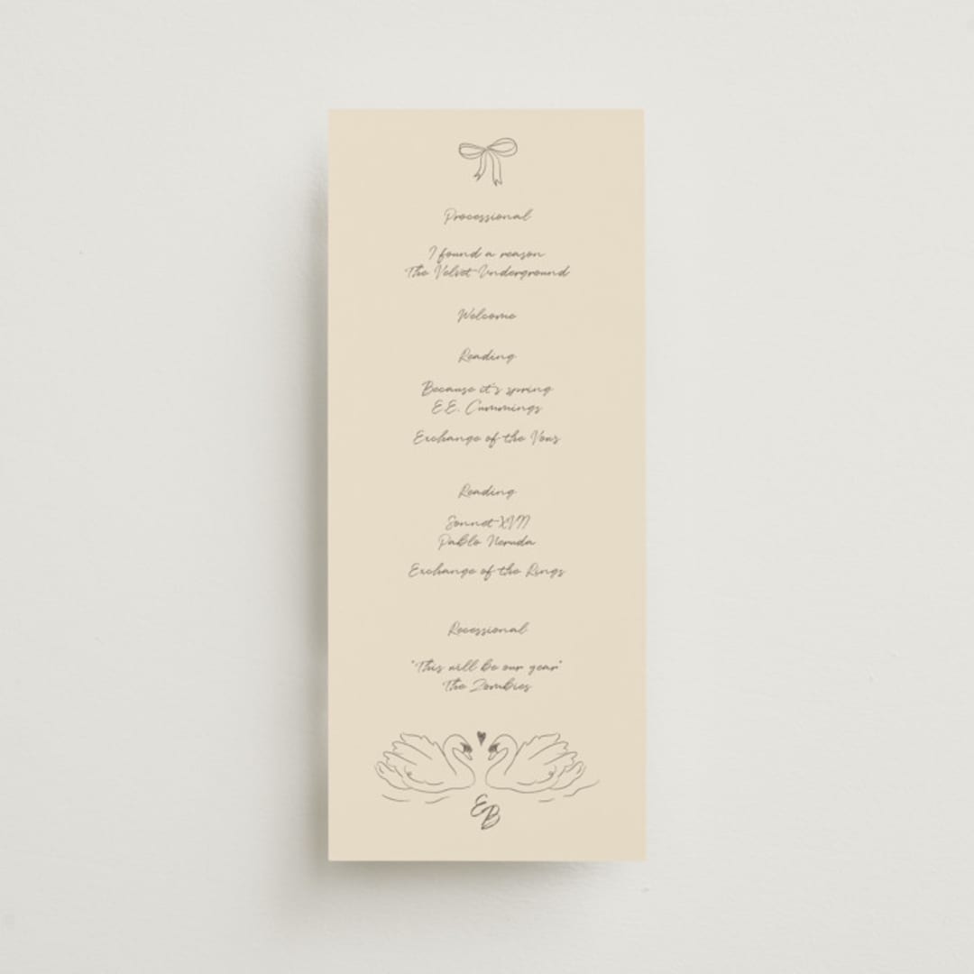 "The Swan" - Wedding Programs in Buttercream by Helena Vitto - Front