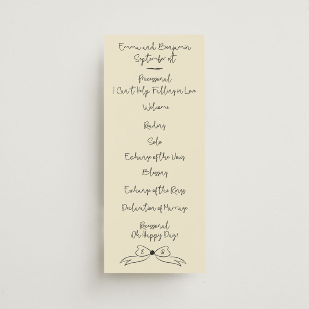 "Modern Love" - Wedding Programs in Champagne by Helena Vitto - Front