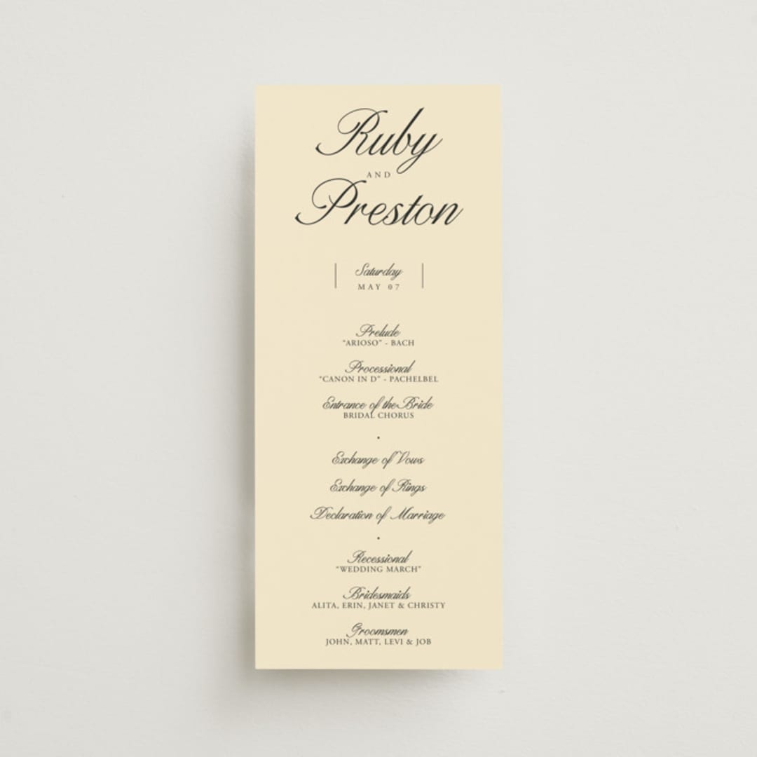 "Elegant and Formal" - Wedding Programs in Sunshine by Jen Ramsey - Front