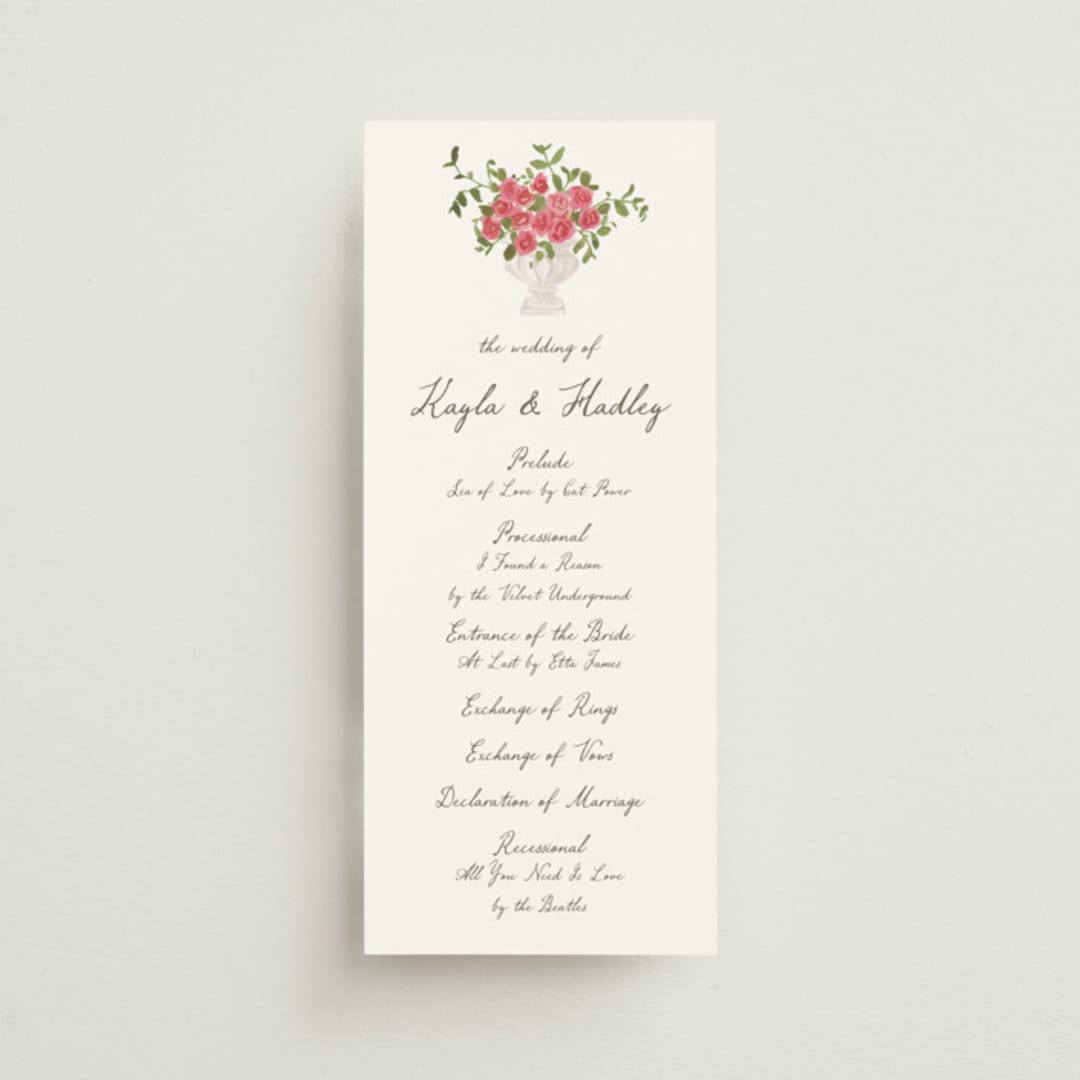 "Villa" - Wedding Programs in Azalea by Everett Paper Goods - Front
