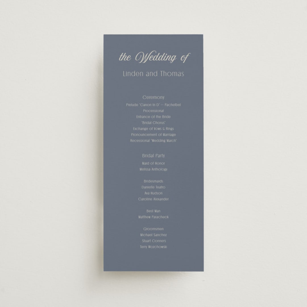"Ritzy" - Wedding Programs in French Blue by Nicoletta Savod - Front