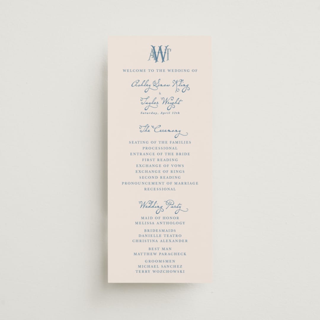 "Swan Crest" - Wedding Programs in Royal by Cass Loh - Front