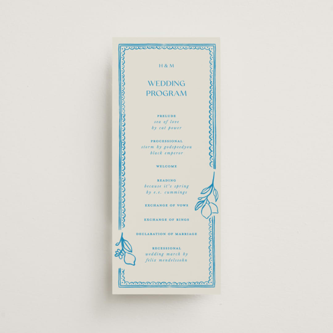 "Mediterraneo" - Wedding Programs in Ocean by Pati Cascino - Front