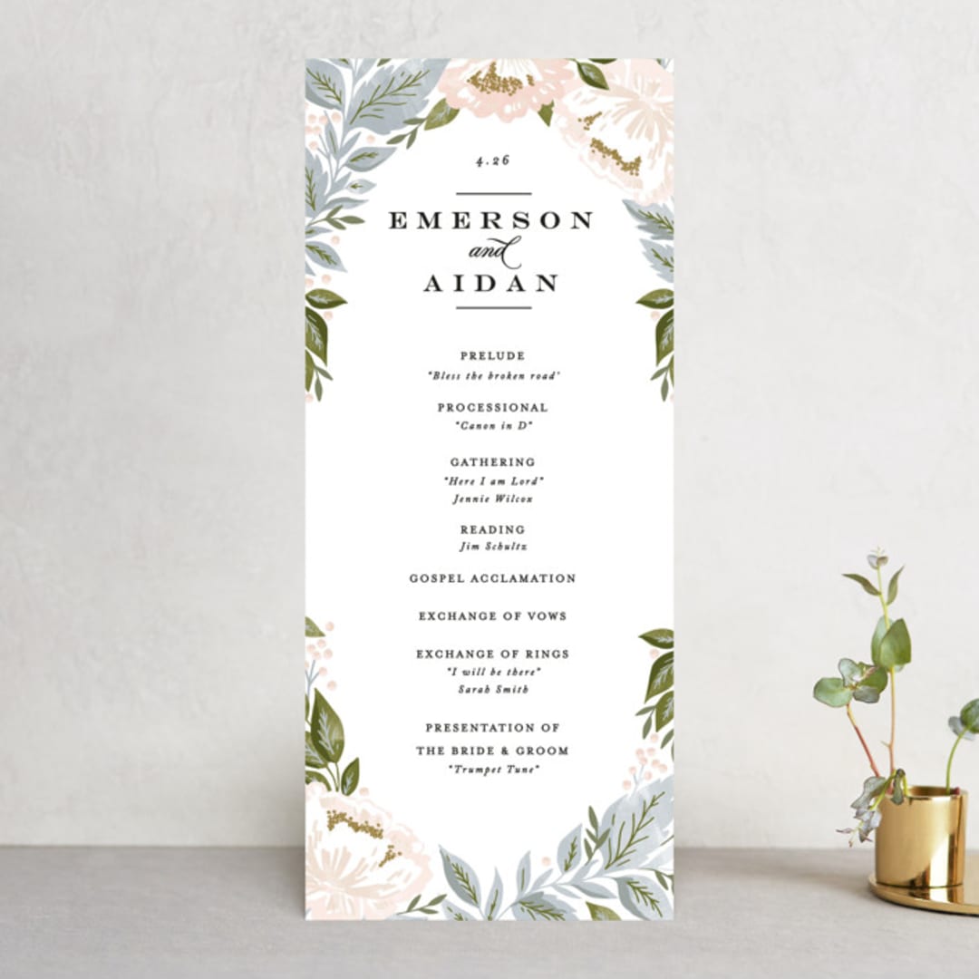 "Peony Floral Frame" - Wedding Programs in Cornflower by Alethea and Ruth - Front