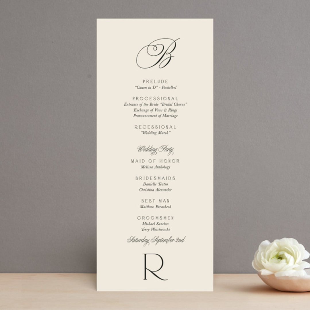 "Refined Beauty" - Wedding Programs in Cream by Stacey Day - Front