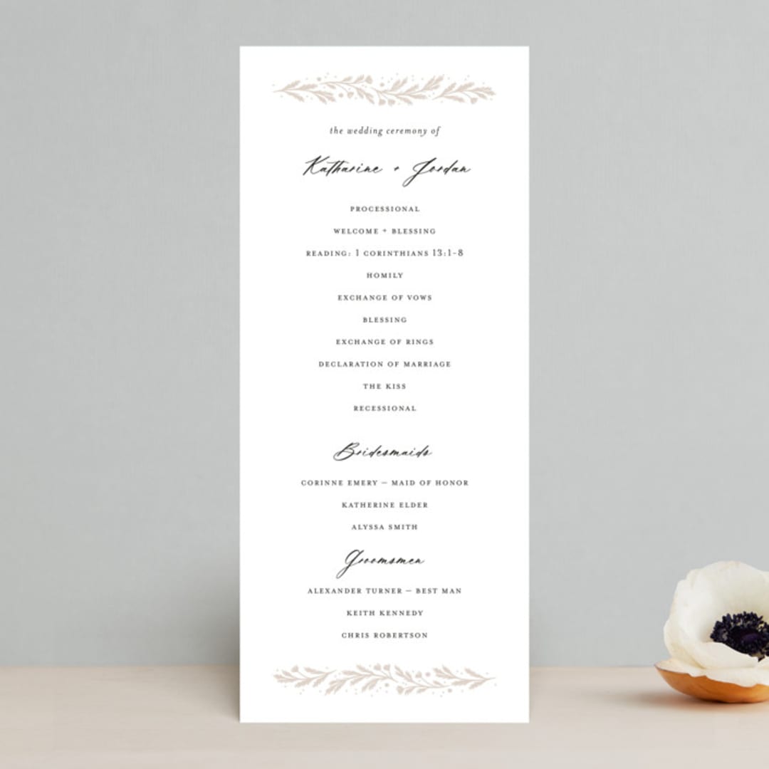 "Operatic" - Wedding Programs in Cream by Paper Raven Co. - Front