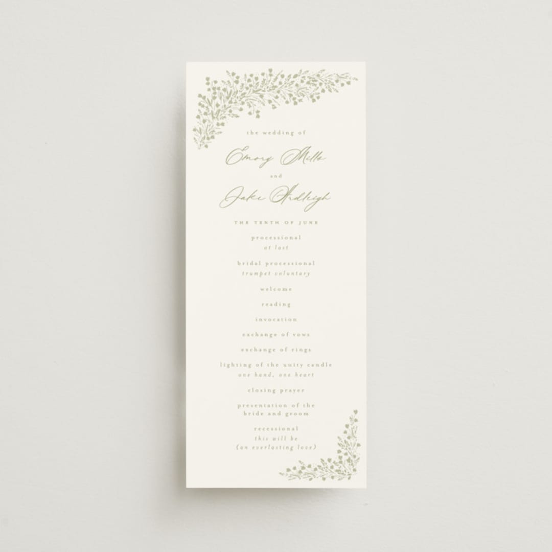 "Villa" - Wedding Programs in Leaf by Kristie Kern - Front