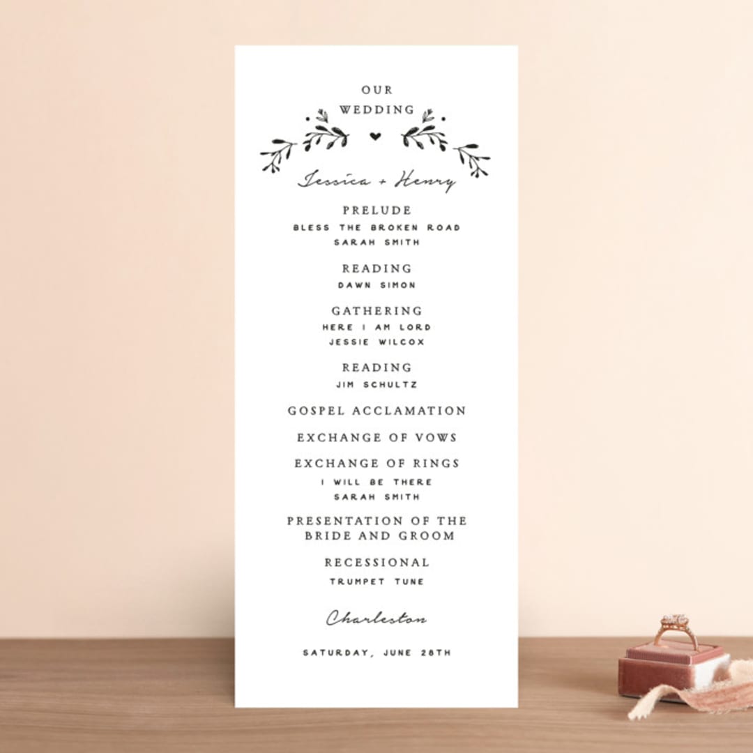 "Charleston" - Wedding Programs in Tuxedo by Susan Brown - Front