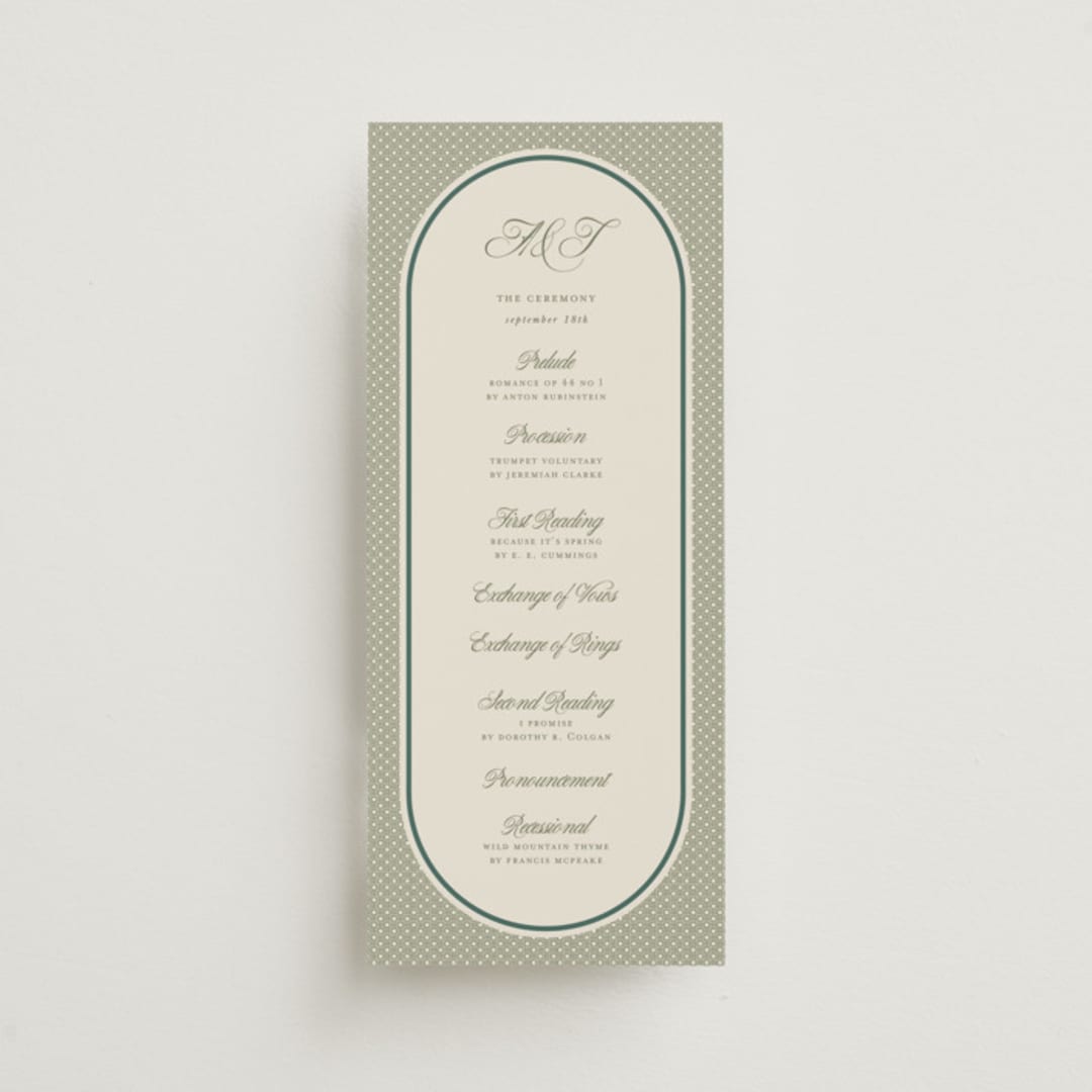 "Literary" - Wedding Programs in Moss by Kelly Watkins - Front