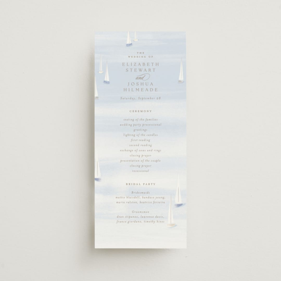 "Bristol" - Wedding Programs in Aqua by Jennifer Wick - Front