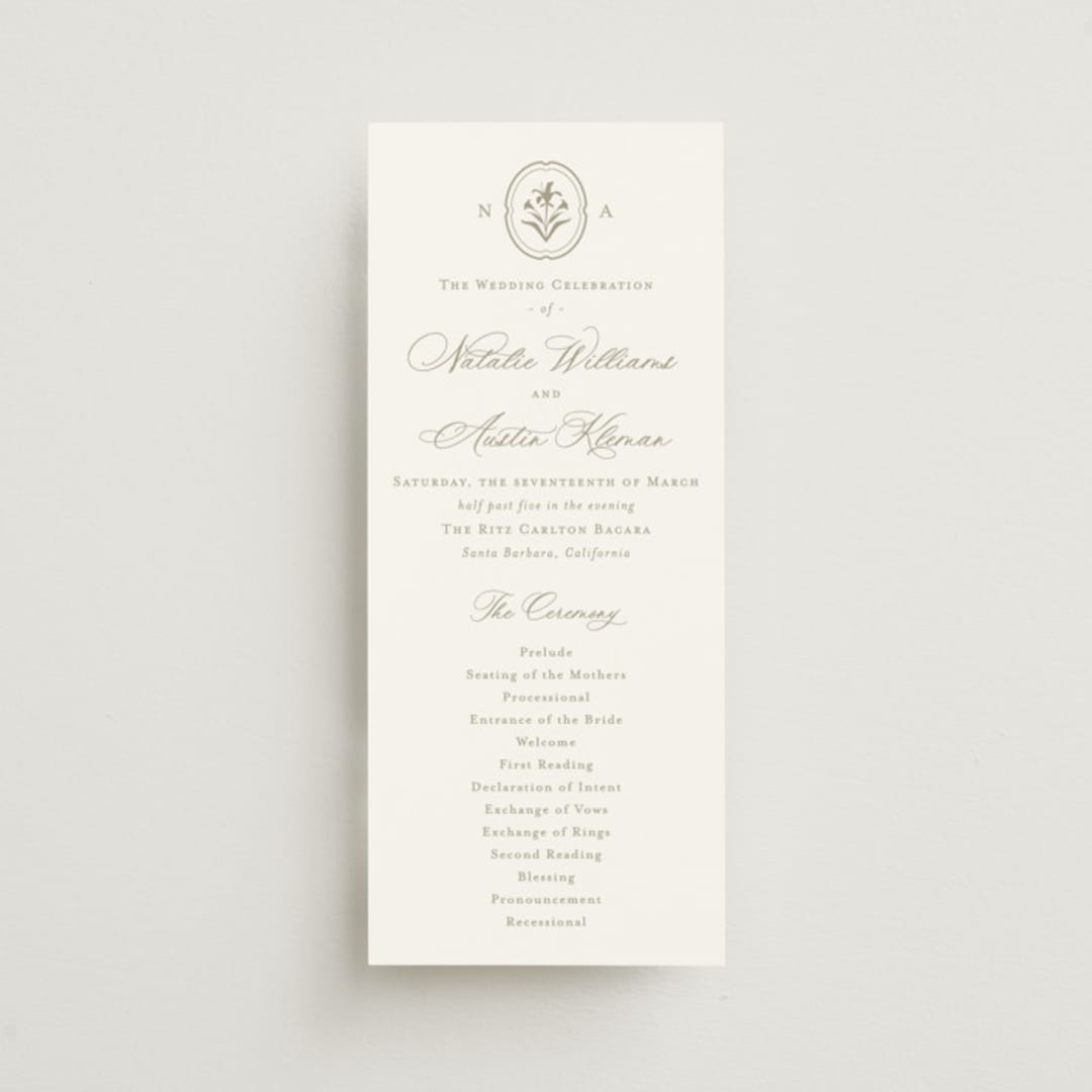 "Calia" - Wedding Programs in Paris Rain by Jennifer Postorino - Front