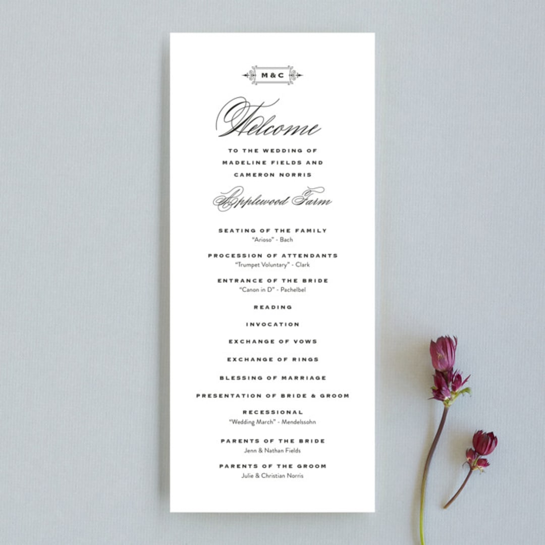"Confection" - Wedding Programs in Cloud by Jill Means - Front