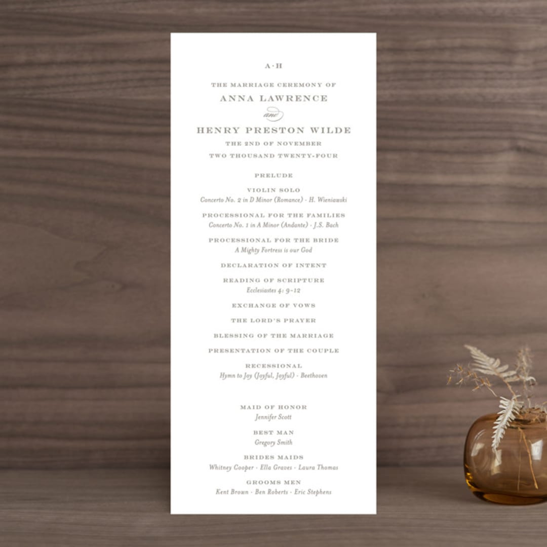 "Field" - Wedding Programs in Ash by Megan Davis - Front