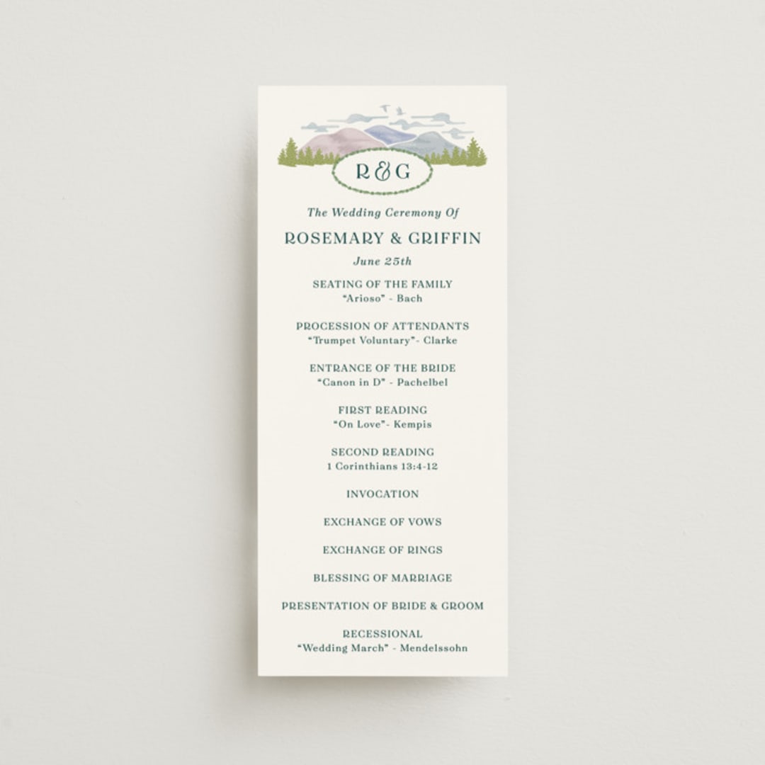 "River Valley" - Wedding Programs in Pine by Paper Sun Studio - Front