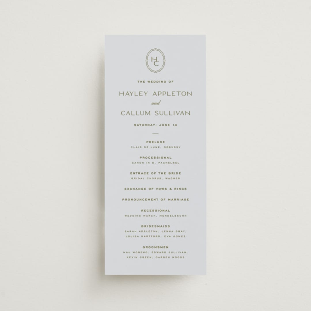 "callum" - Wedding Programs in Lavender by Ellen Schlegelmilch - Front