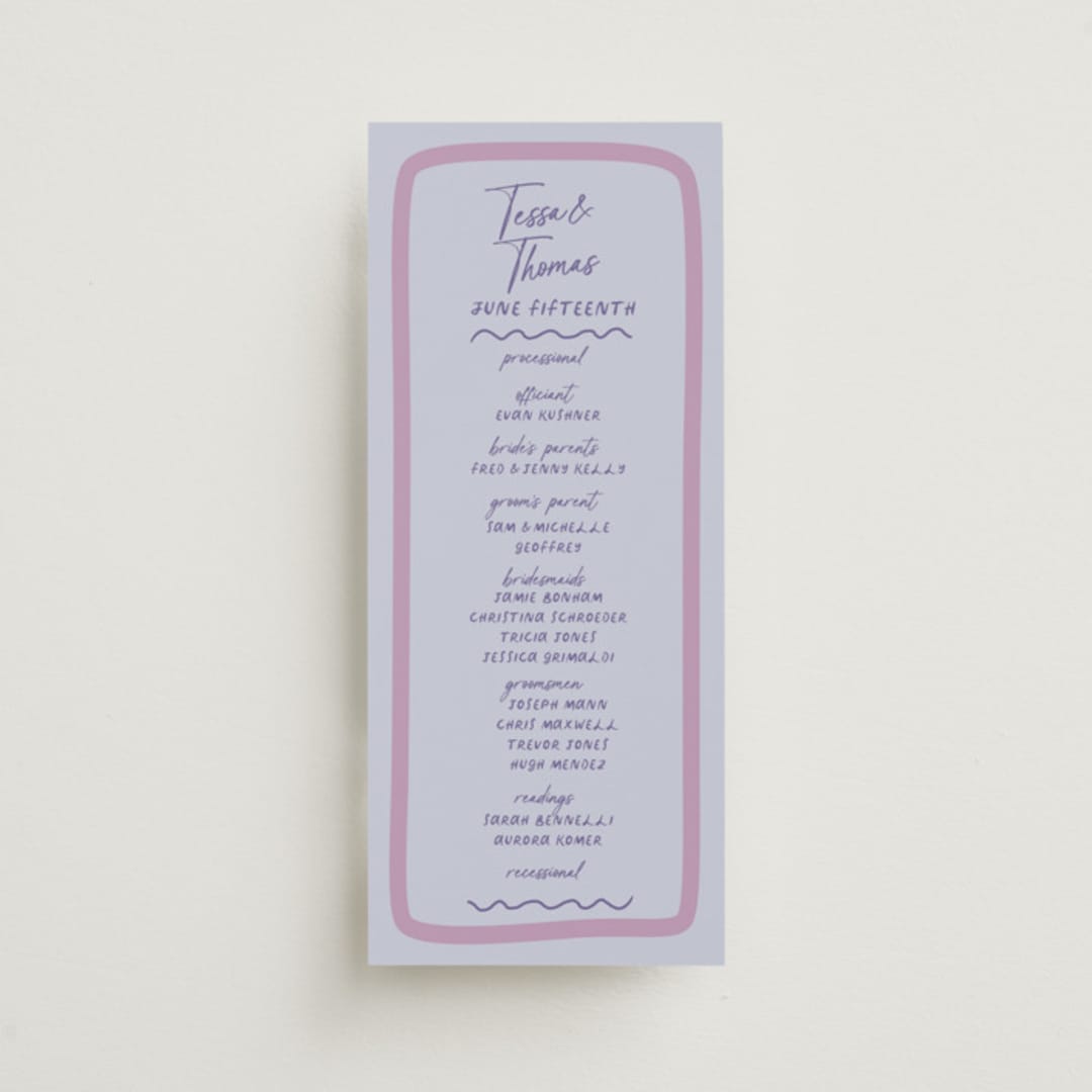 "Funky Bash" - Wedding Programs in Lavender by Wonderland - Front