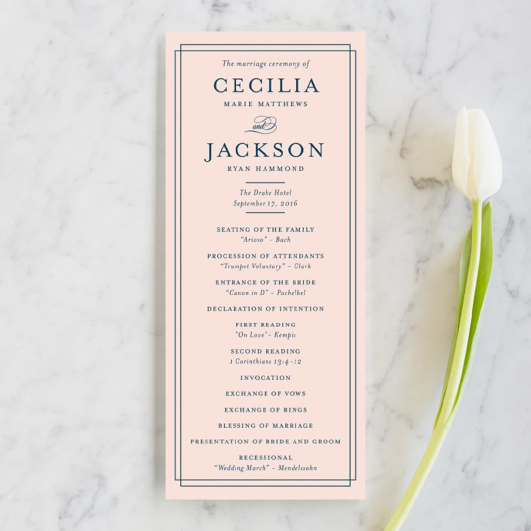 "Chic Gala" - Wedding Programs in Cotton Candy by Kimberly FitzSimons - Front