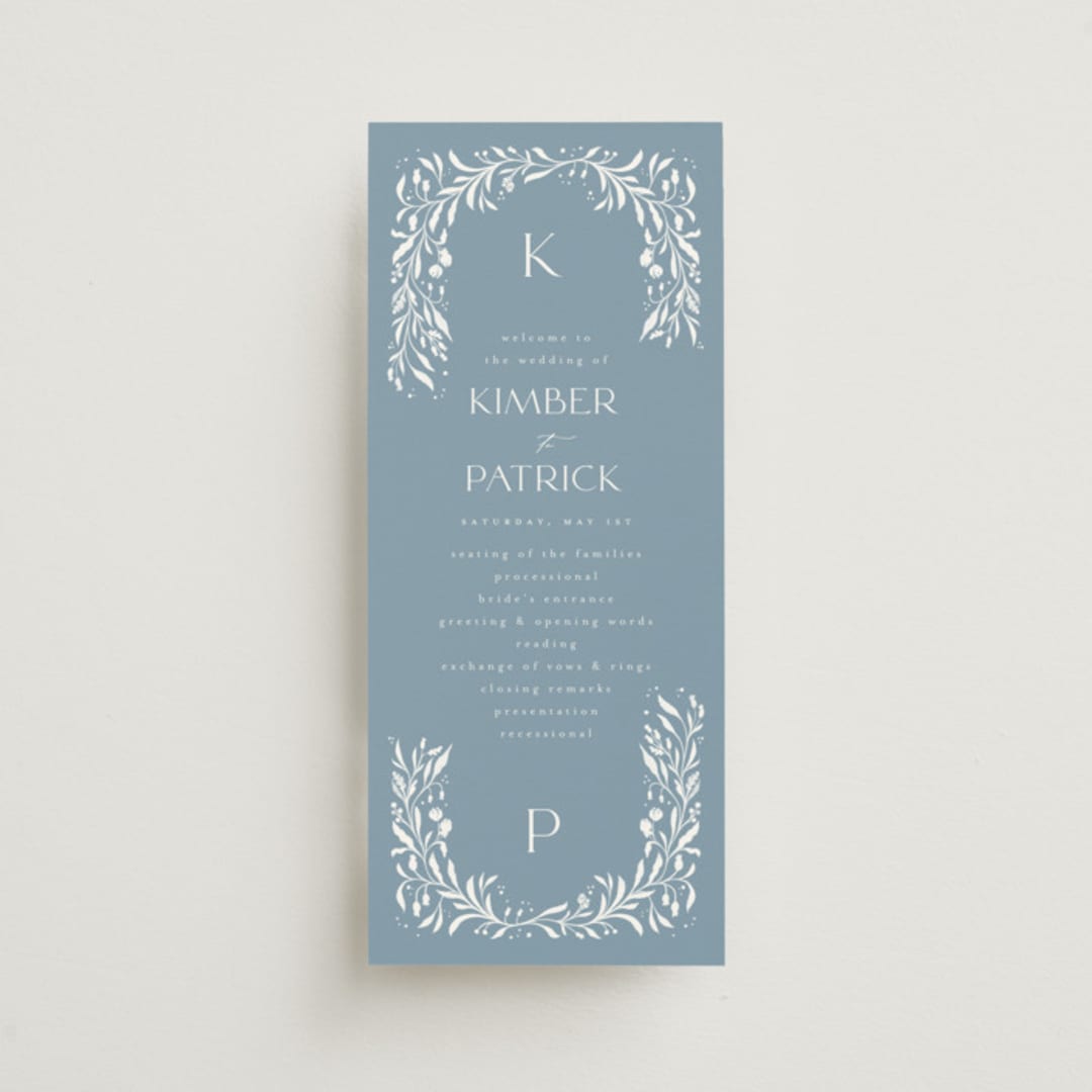 "Porcelain" - Wedding Programs in Delft Blue by Ashley DeMeyere - Front
